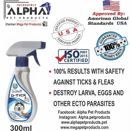 Alpha (Mega Pet) D-Tick Flea and Tick Spray for Pets